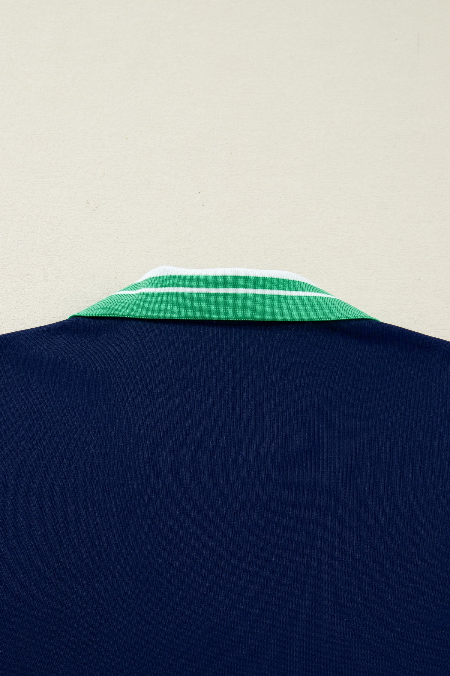 Contrast Striped Cuffs Polo Collar Patchwork Long Sleeve Ruffle Hem Mini Dress - eAura