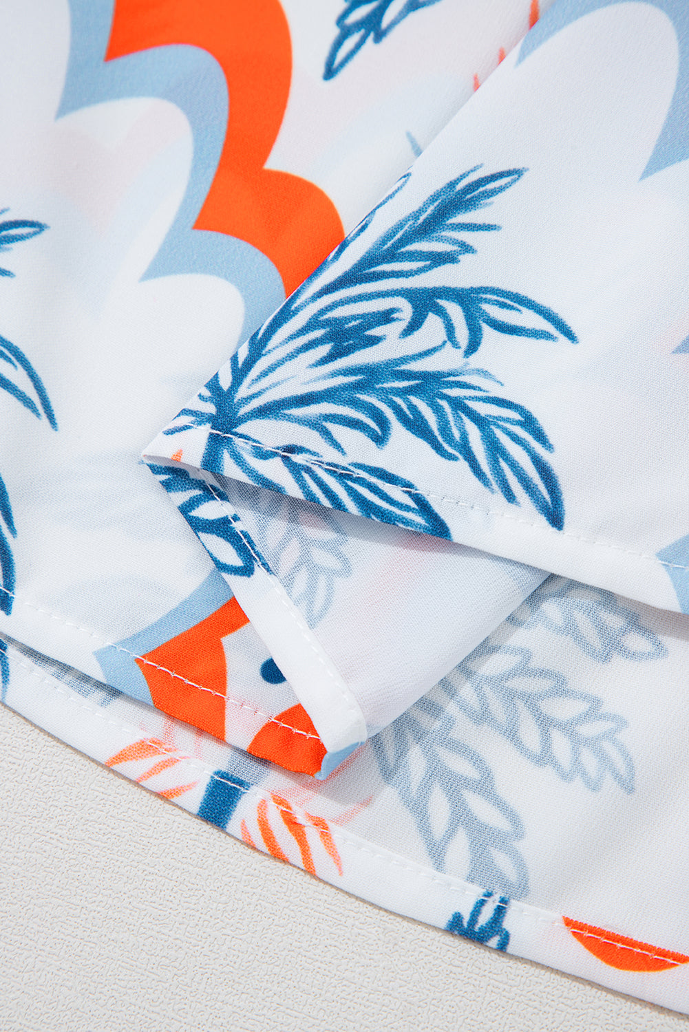 Palm Tree Printed Short Sleeve Flowy Dress - eAura