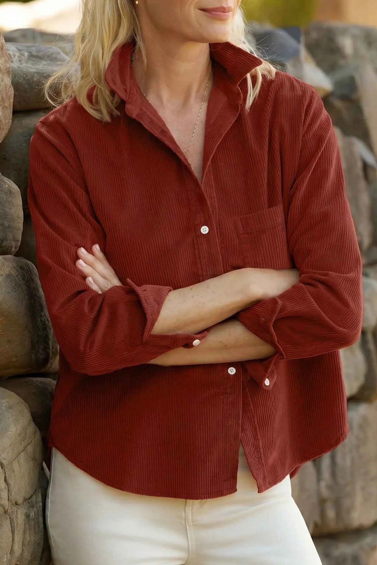 Long Sleeve Ribbed Shirt — Adjustable Cuff