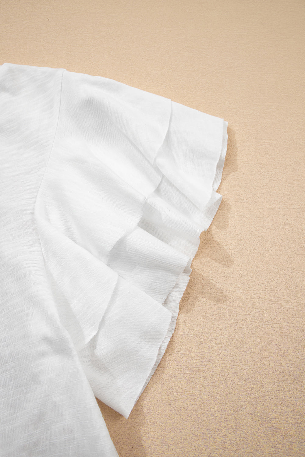 White Layered Ruffle Short Sleeve Round Neck Top eAura