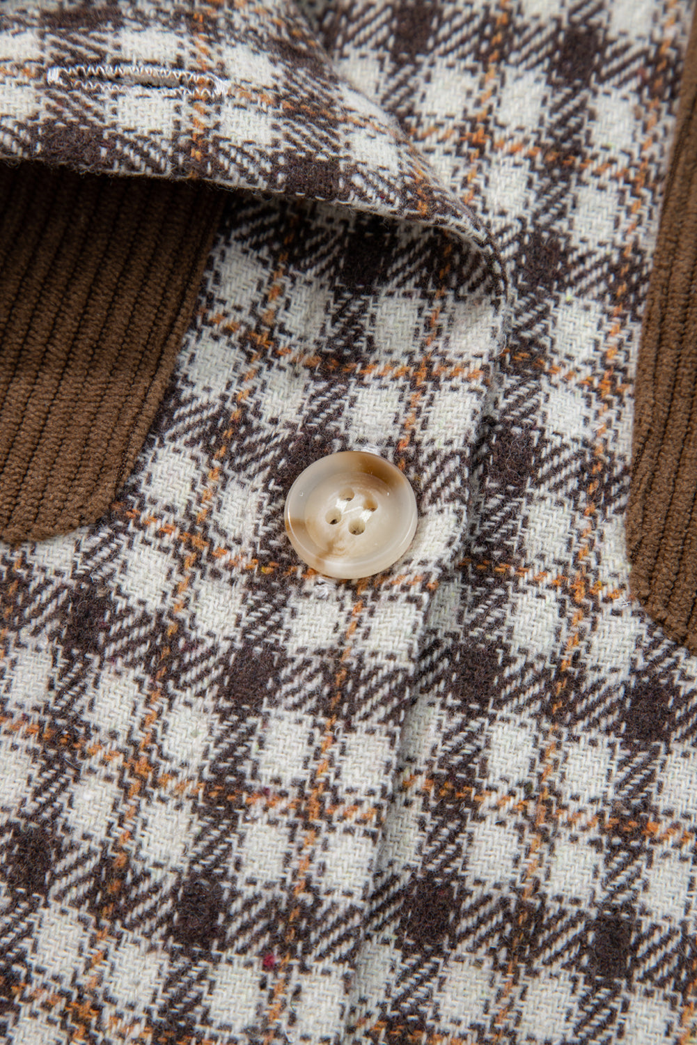 Casual Contrast Soft Corduroy Patchwork Plaid Shacket - eAura