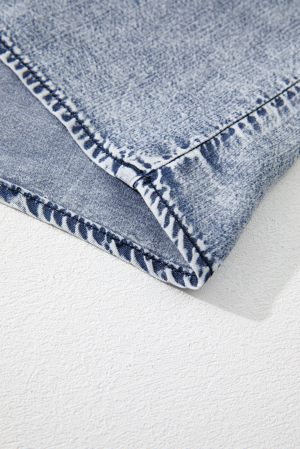 Ashleigh Blue Ruffled Shirred Neckline Sleeveless Denim Tank Top eAura