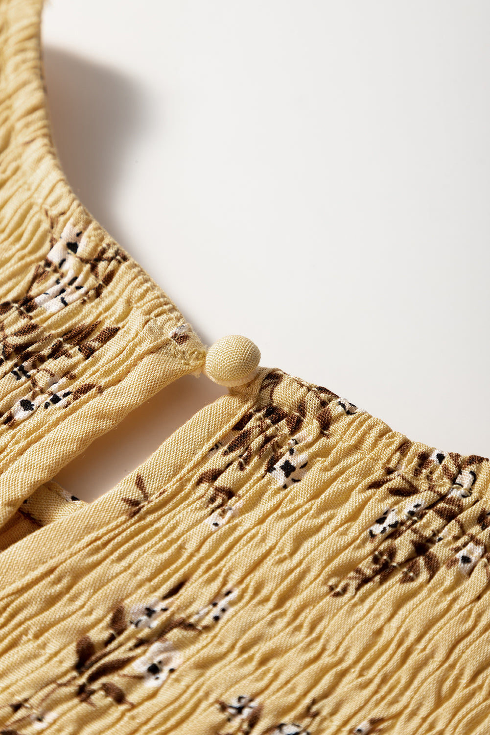 Yellow Boho Floral Print Ruffle Smocked Flowy Summer Dress eAura