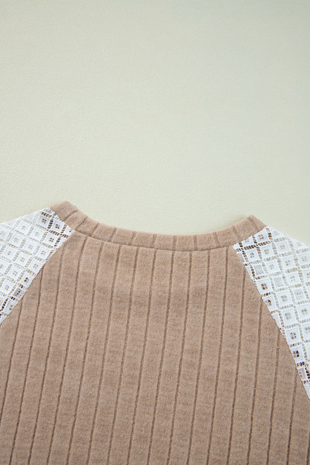 Black Floral Patchwork Long Sleeve Ribbed Blouse - eAura