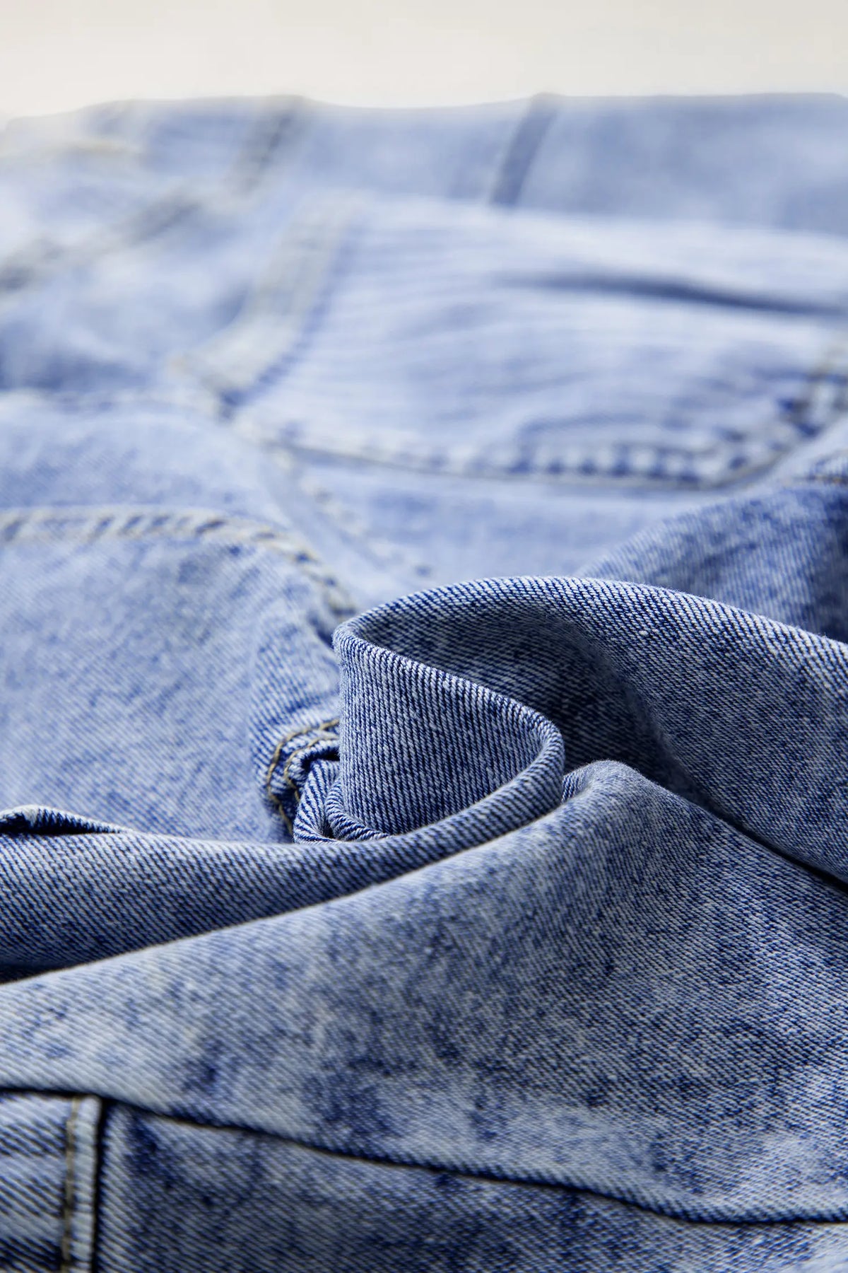 Striped Paisley Mixed Patchwork Raw Hem Denim Shorts – Sky Blue
