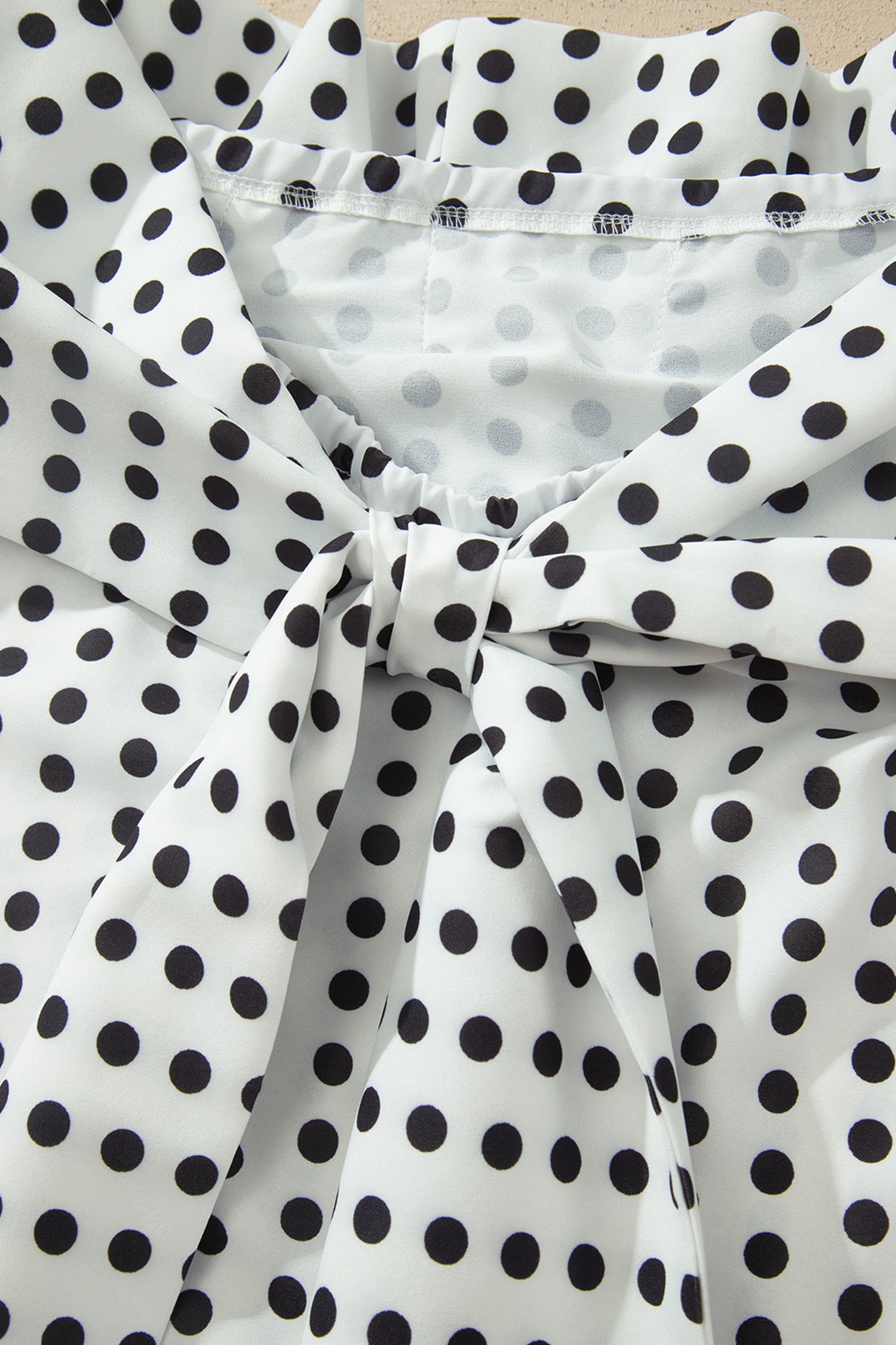 White Polka Dot Off Shoulder Bow Knot Blouse