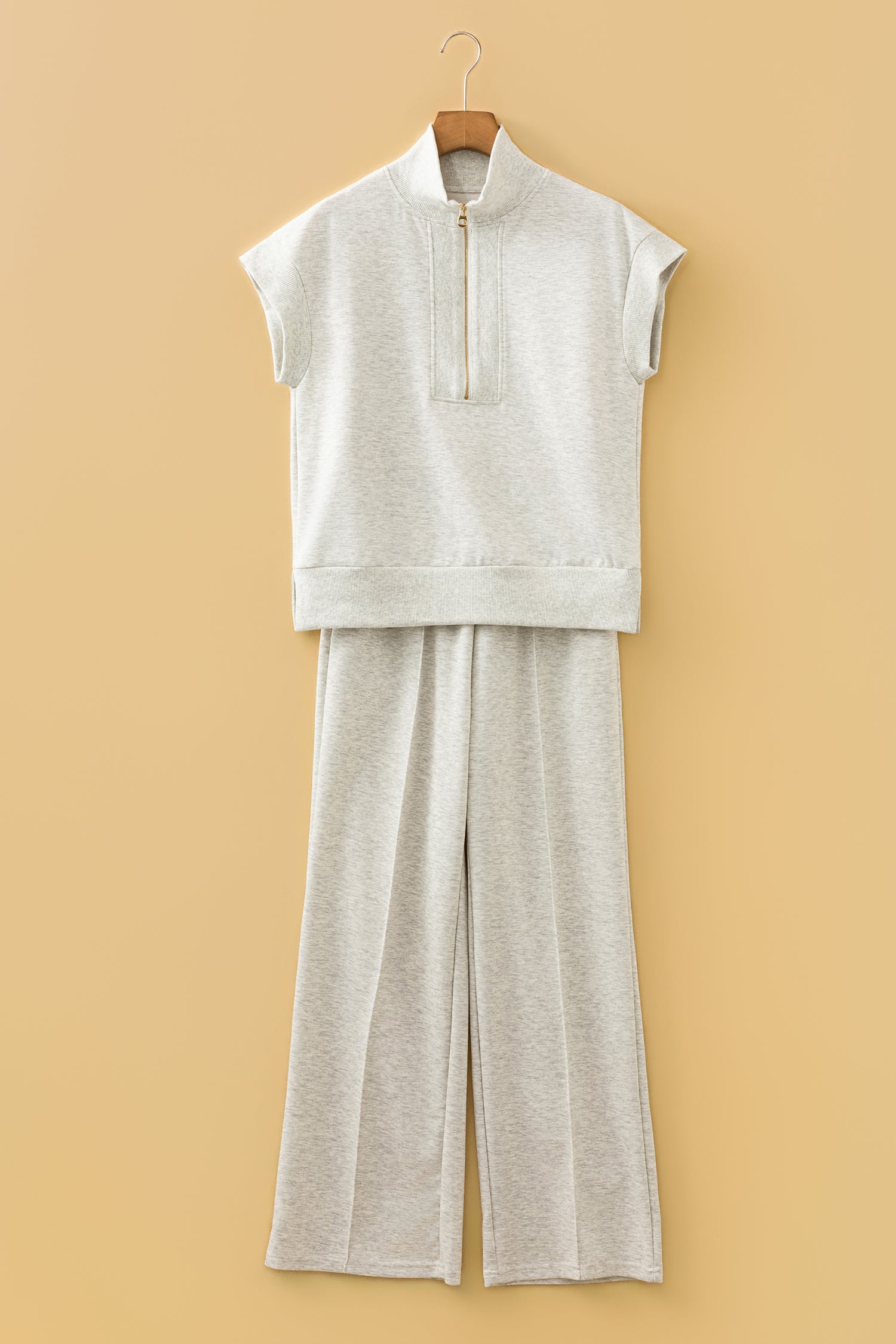 Half Zip Polo Tee Casual Trousers Co-ord Set