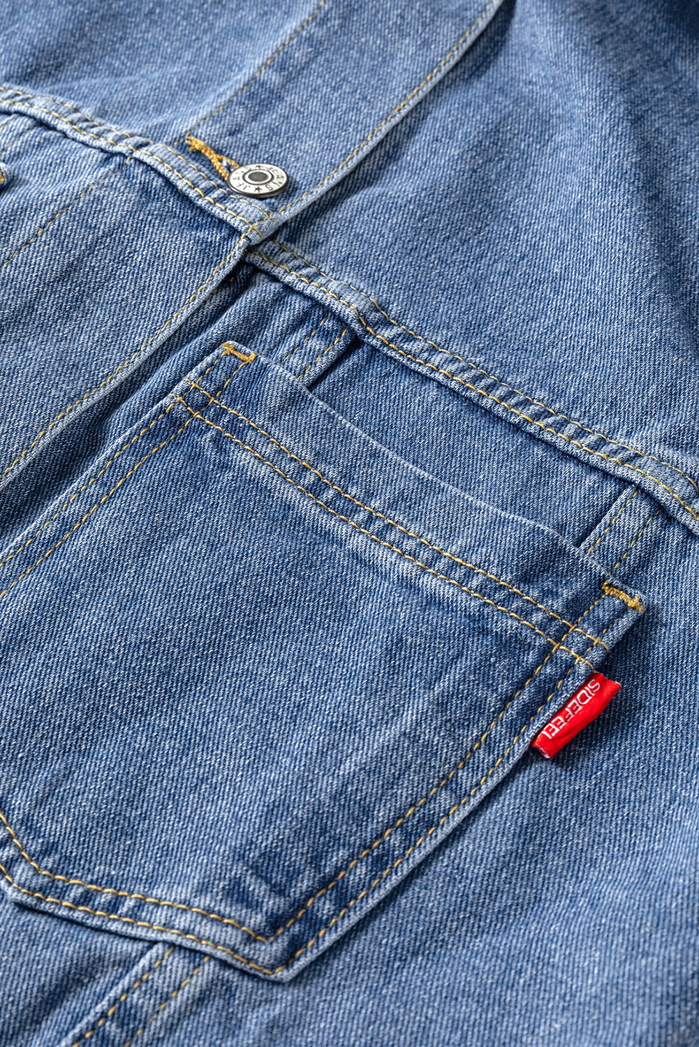 Light Blue Washed Oversize Pocketed Denim Jacket eAura