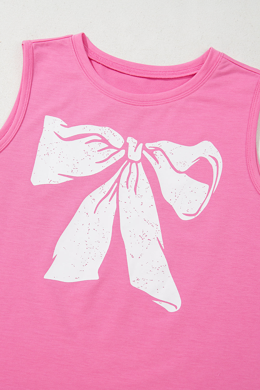 Sachet Pink Bow Print Boxy Fit Tank Top eAura