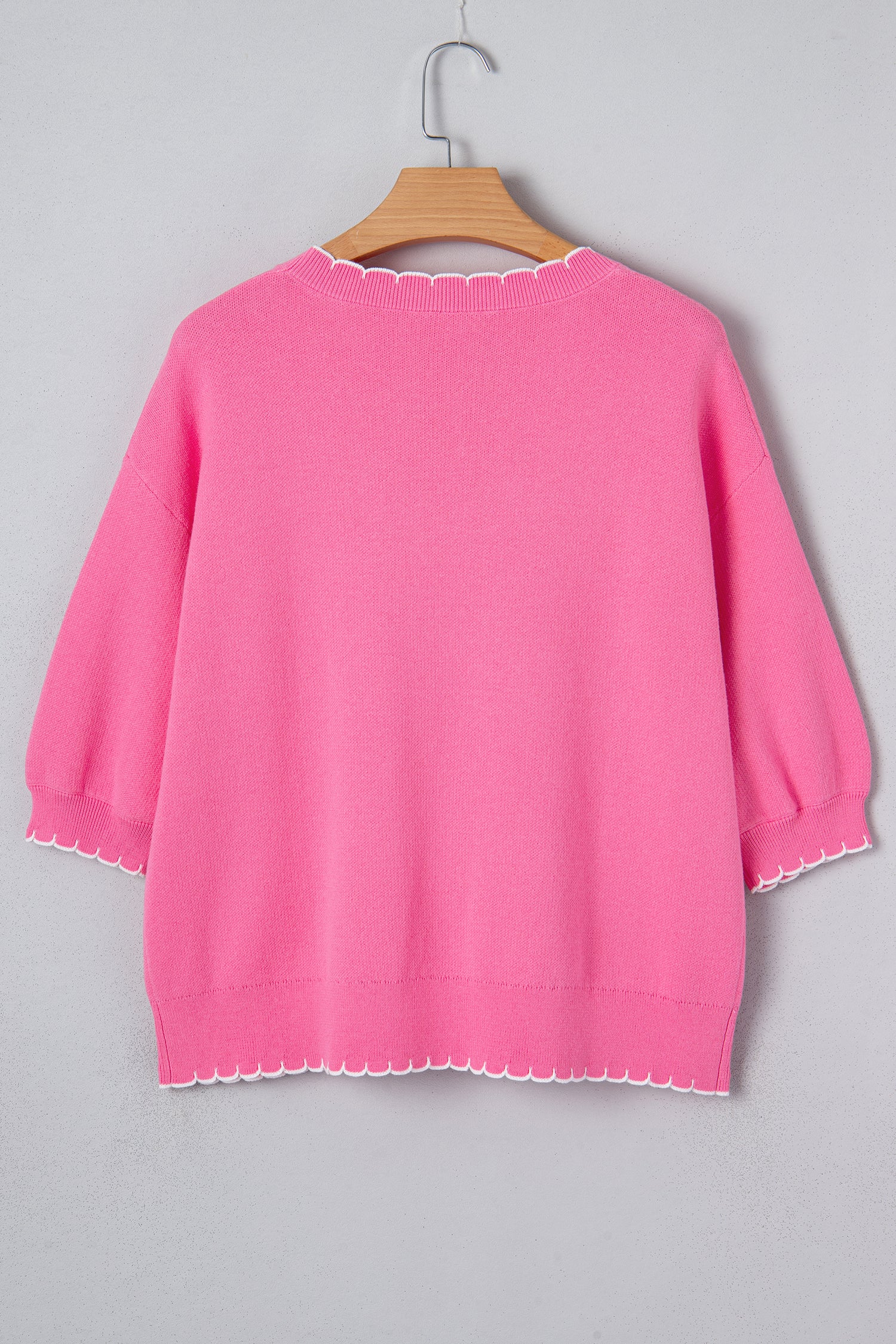 Big Ribbon Bow Print Contrast Stitch Trim Drop Shoulder Sweater - Sweaters & Cardigans/Short Sleeve