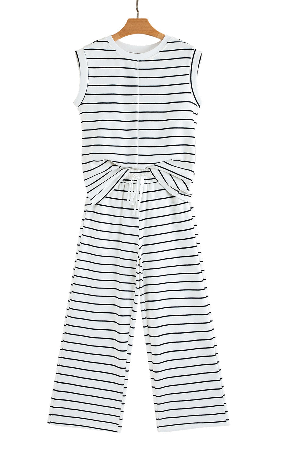 Stripe Casual Wide Leg 2pcs Trousers Co-ord Set BB Fashion Outlet