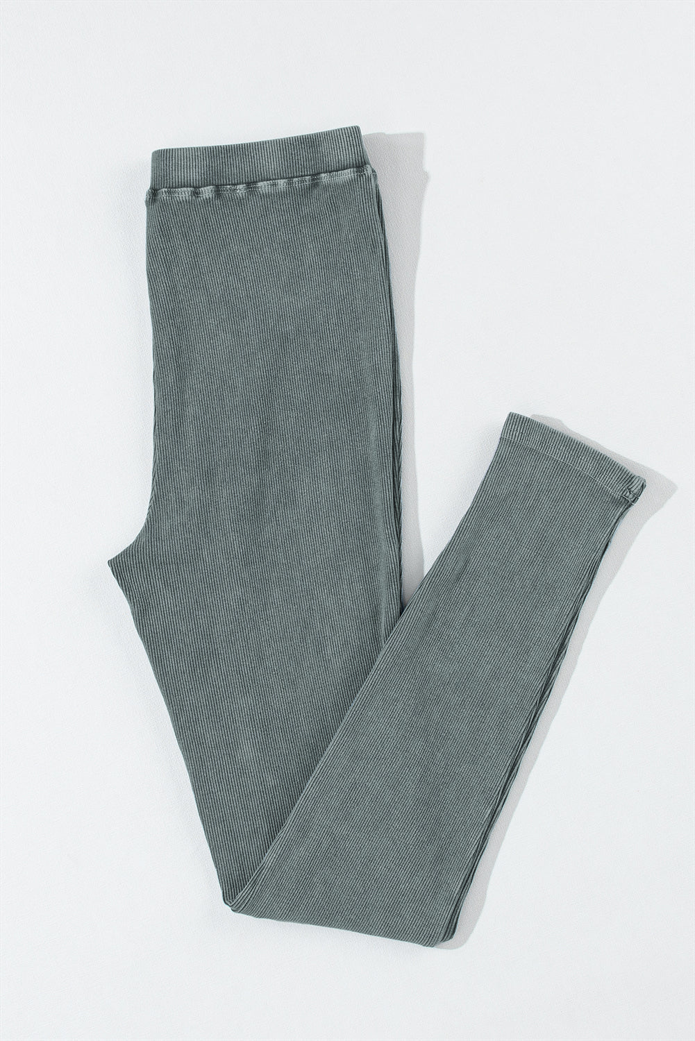 Dark Grey Vintage Wash Ribbed Leggings Beagle Boutique Fashion Outlet