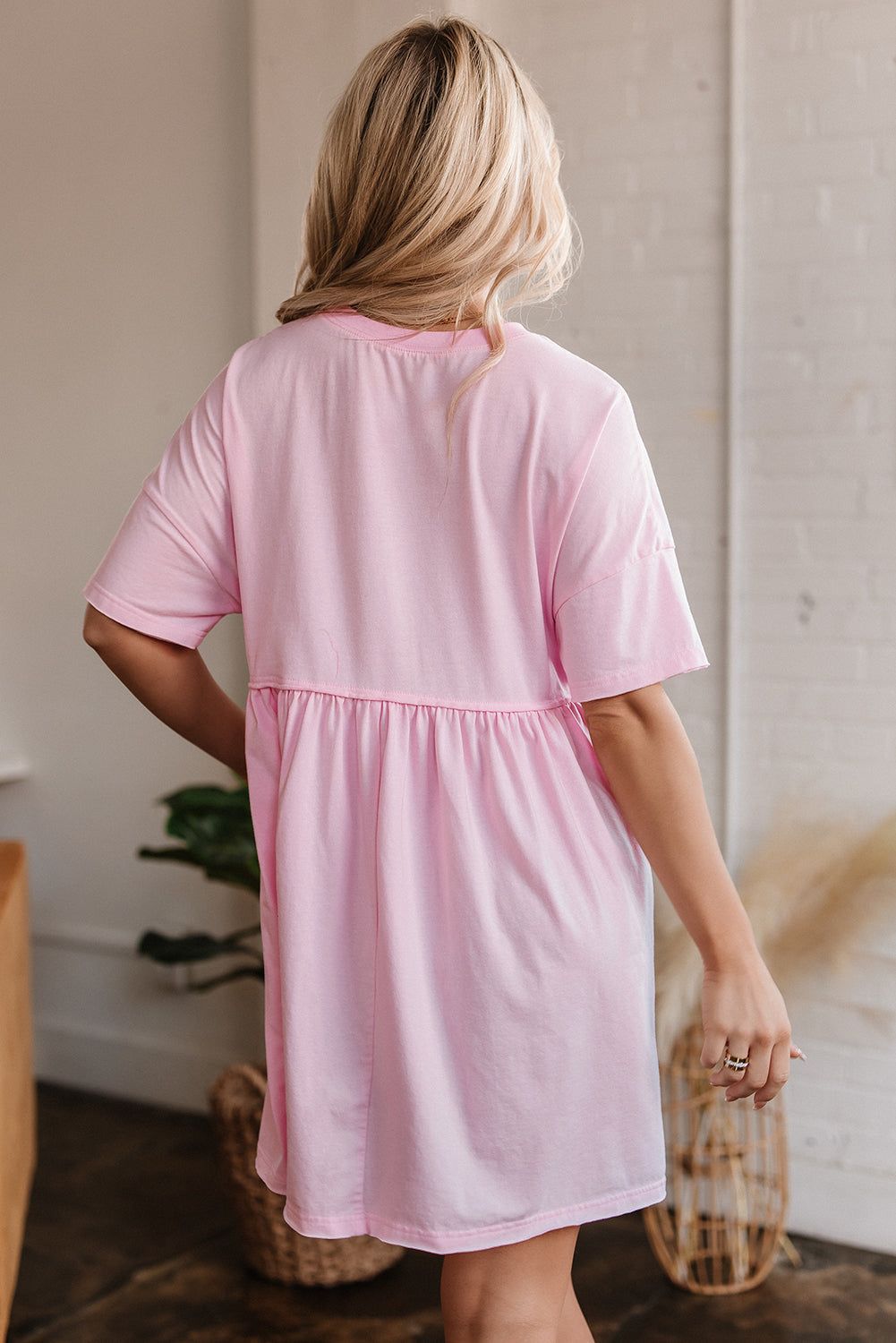 Pocketed Raw Edge Babydoll Dress eAura