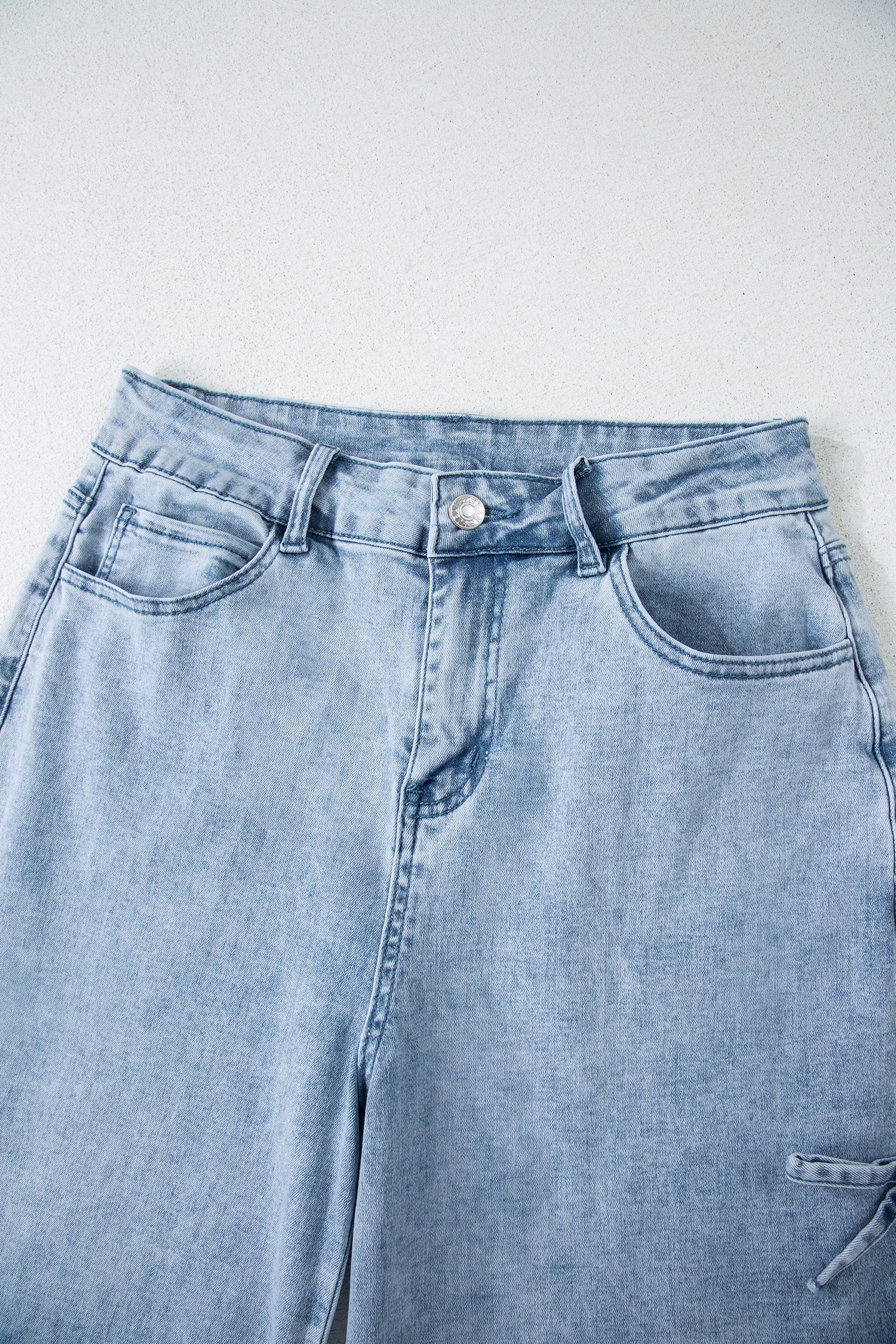 Bow Knot Side Detail Straight Leg Loose Jeans - Bottoms/Jeans