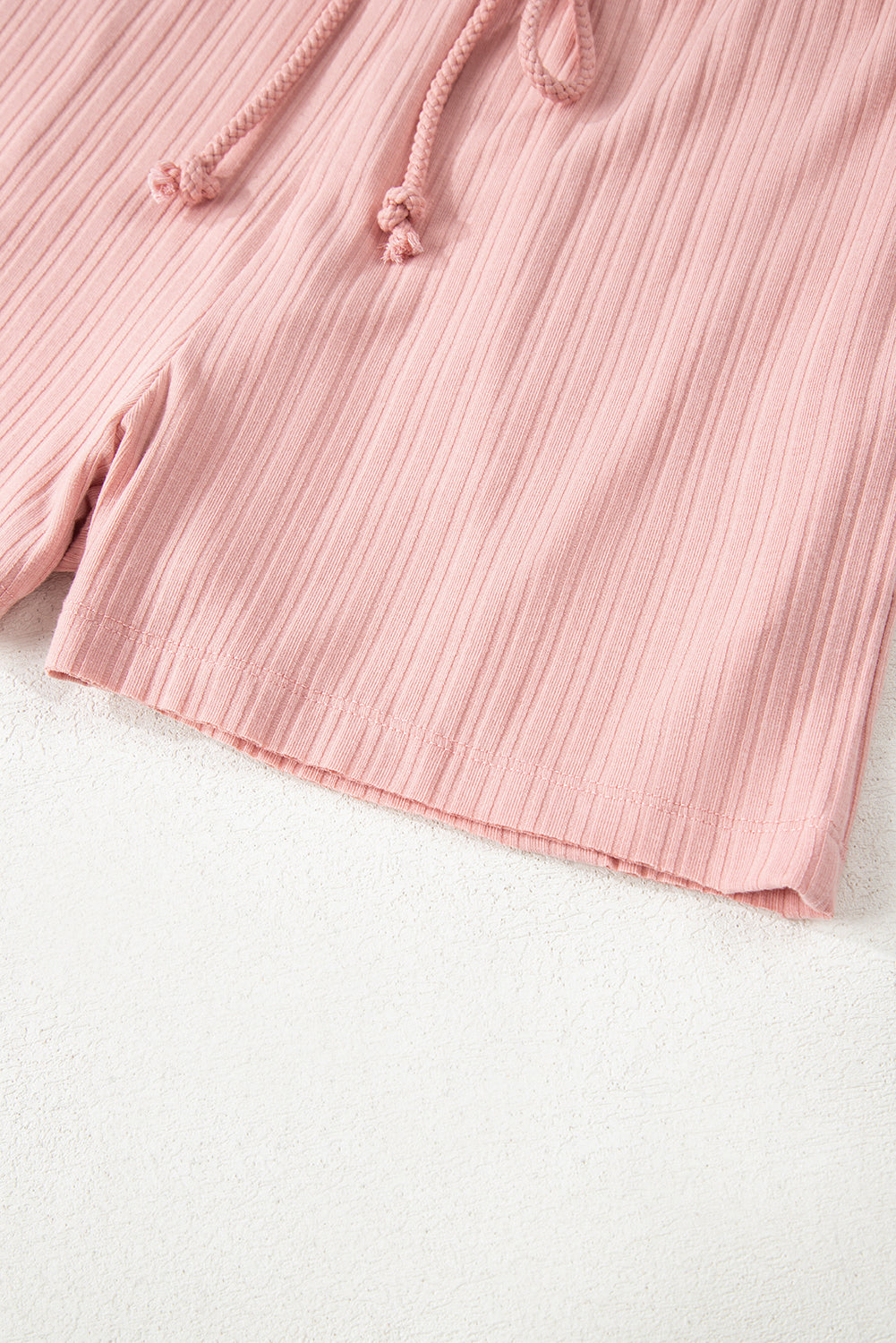 Pink Ribbed Button V Neck Tank Top and Shorts Co-ord Set eAura