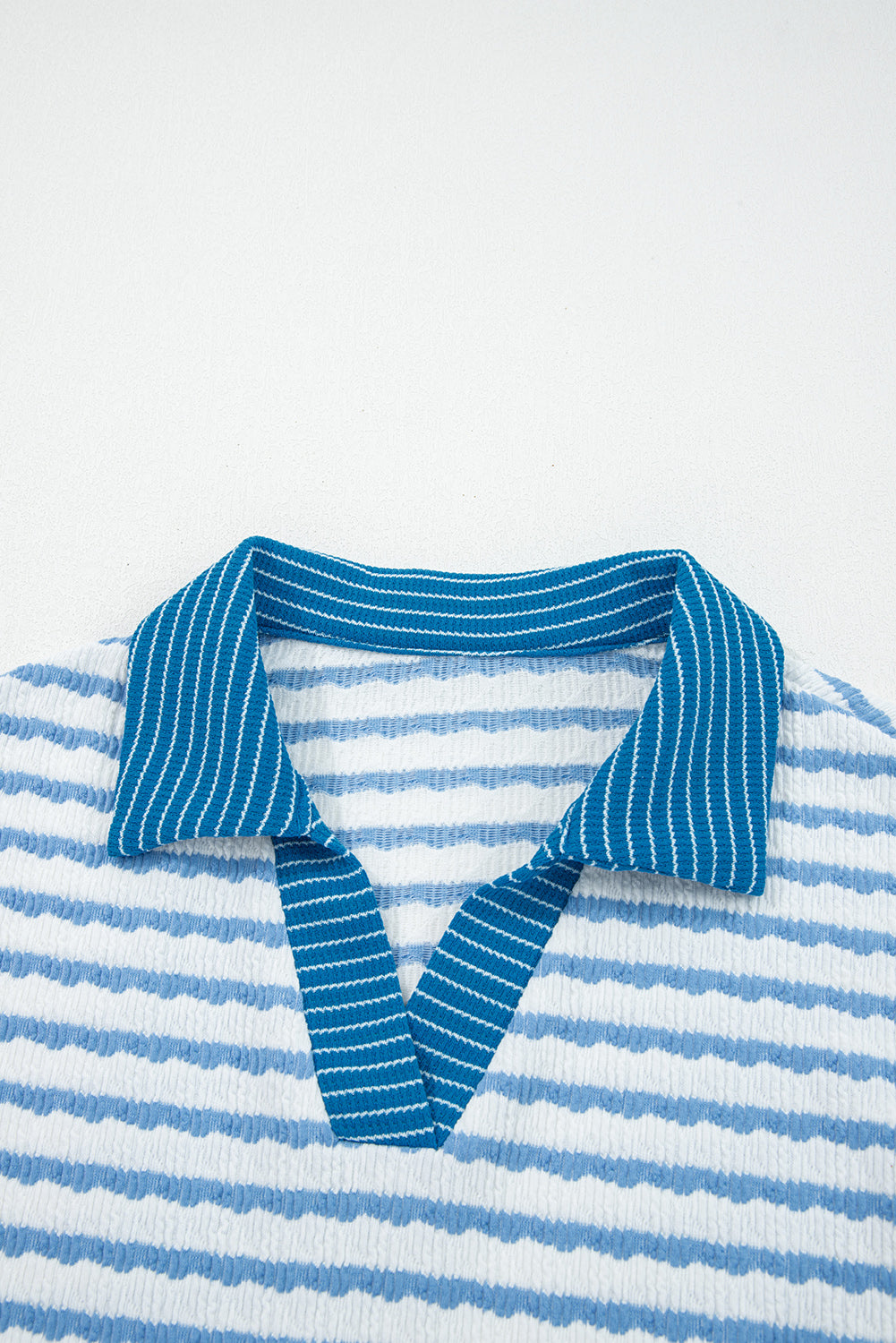 Striped Collared Pullover Top and Drawstring Trousers Co-ord Set - eAura