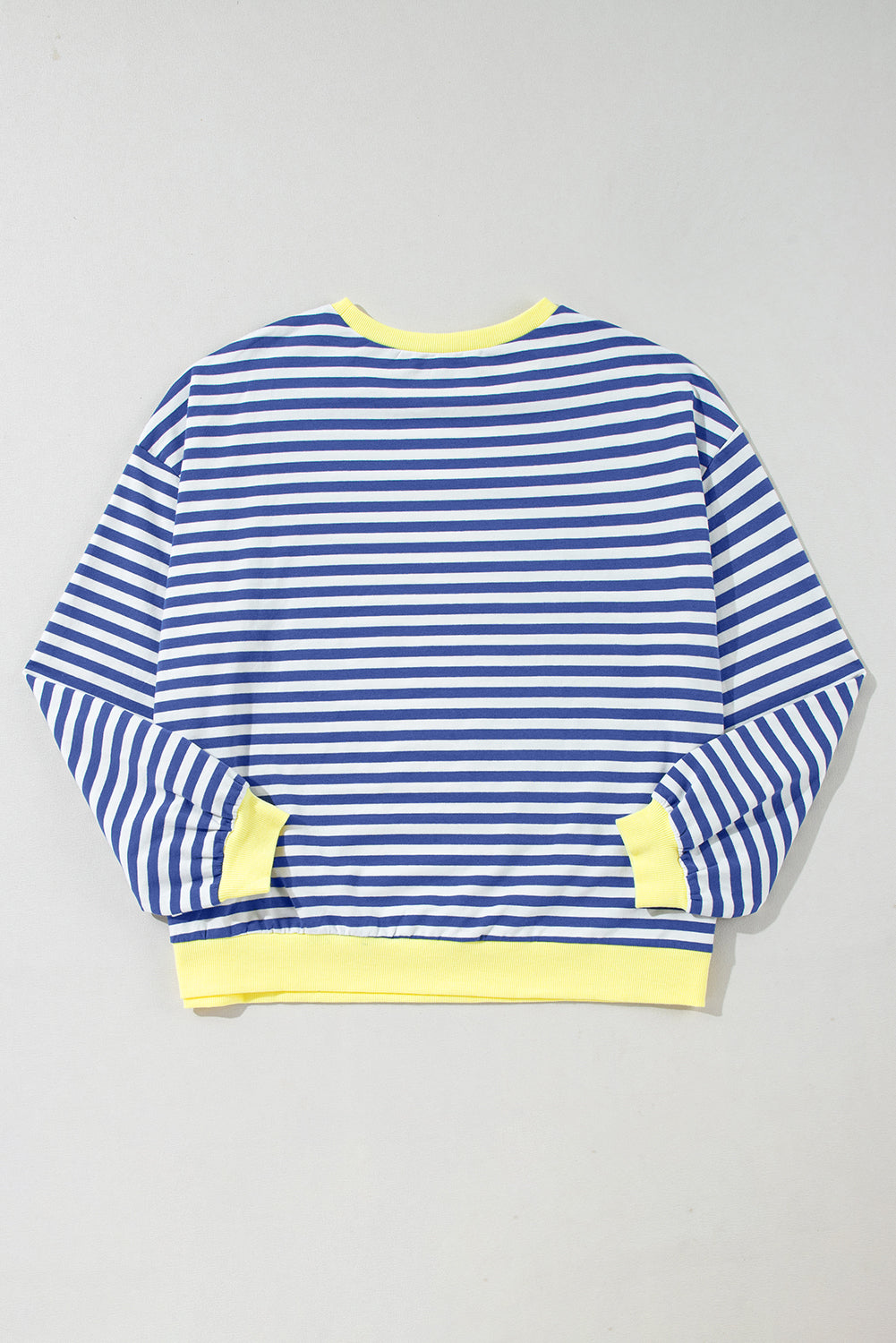 Sky Blue Stripe Oversized Contrast Trim Pullover Sweatshirt BB Fashion Outlet