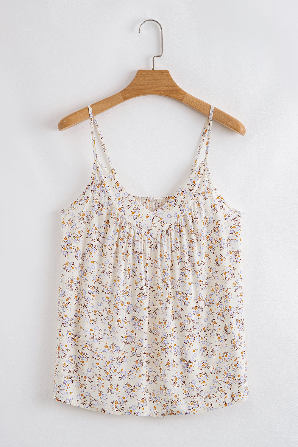 Apricot Boho Floral Spaghetti Straps Strappy Cami Top eAura