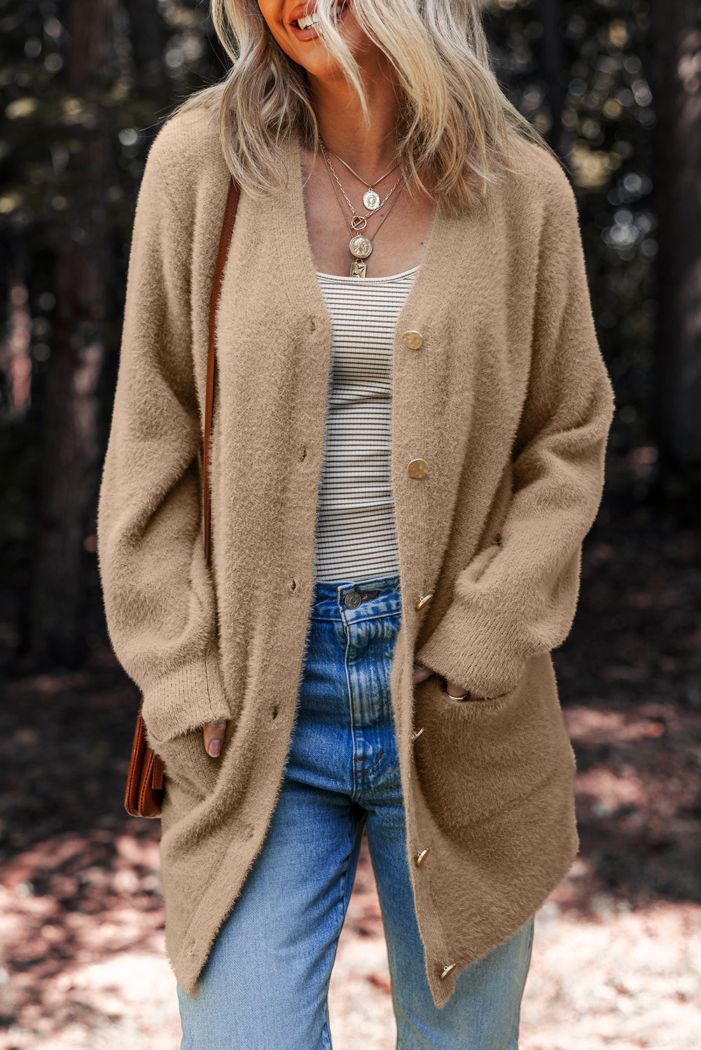 Fuzzy Buttoned Front Midi Solid Cardigan Dear-Lover Dropshipping