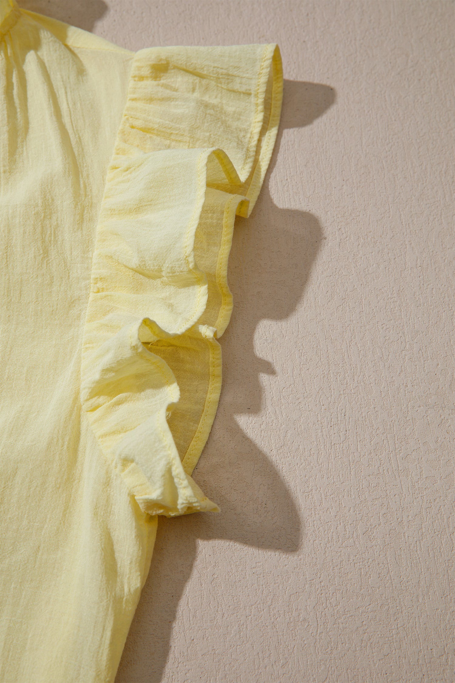 V Neck Ruffle Trim Sleeveless Shift Top – Yellow Cream