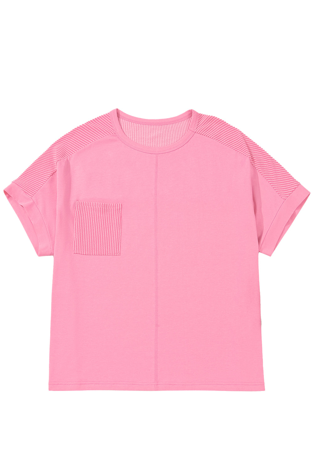 Bonbon Ribbed Patchwork Pocketed Plus Size T Shirt BB Fashion Outlet