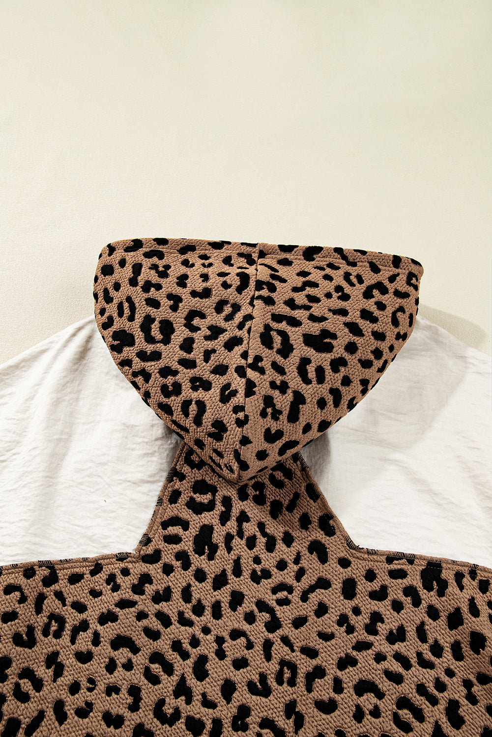 Brown Leopard Hooded Contrast Open Front Jacket eAura