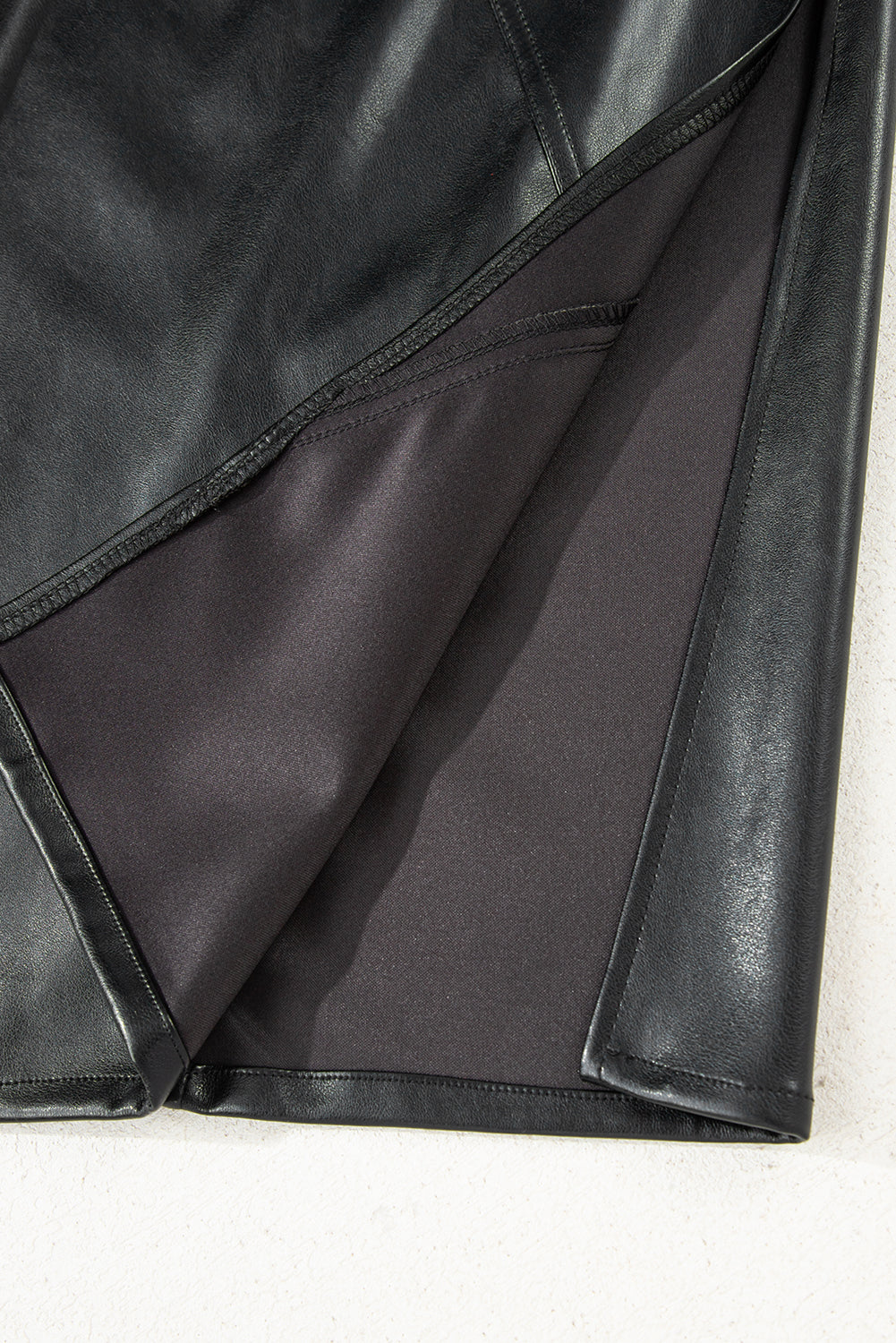 Black Faux Leather Side Slit Maxi Skirt eAura