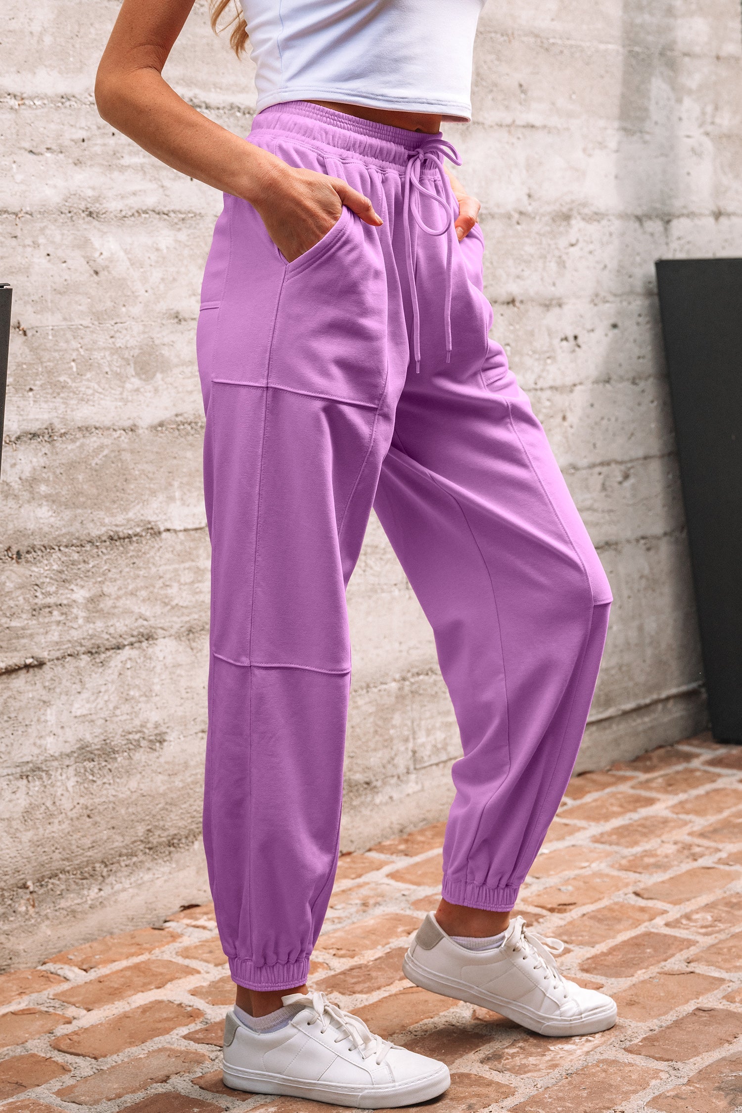 Drawstring Elastic Waistband Joggers - eAura