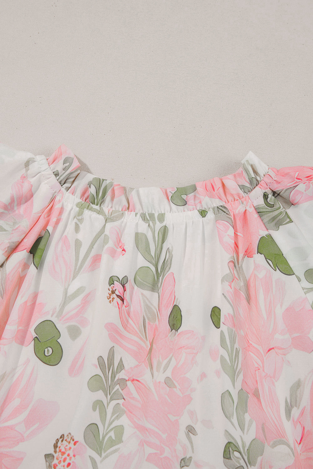 Floral Contrast Edge Layered Short Sleeve Mini Dress eAura