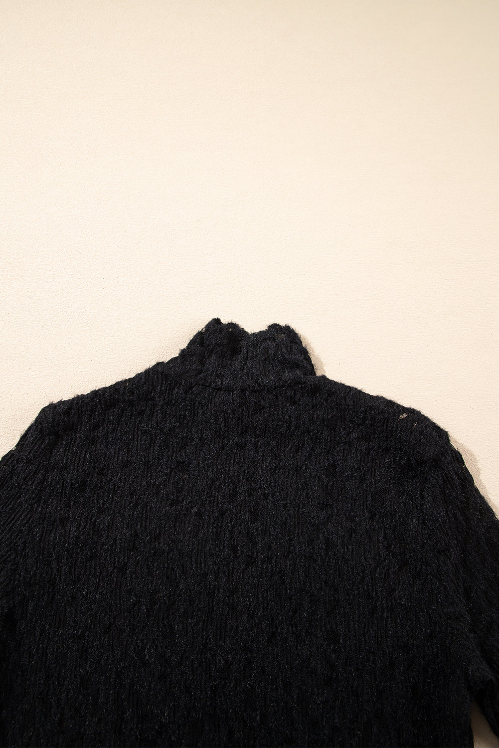 Black Flower Lace See Through Mock Neck Long Sleeve Top - eAura