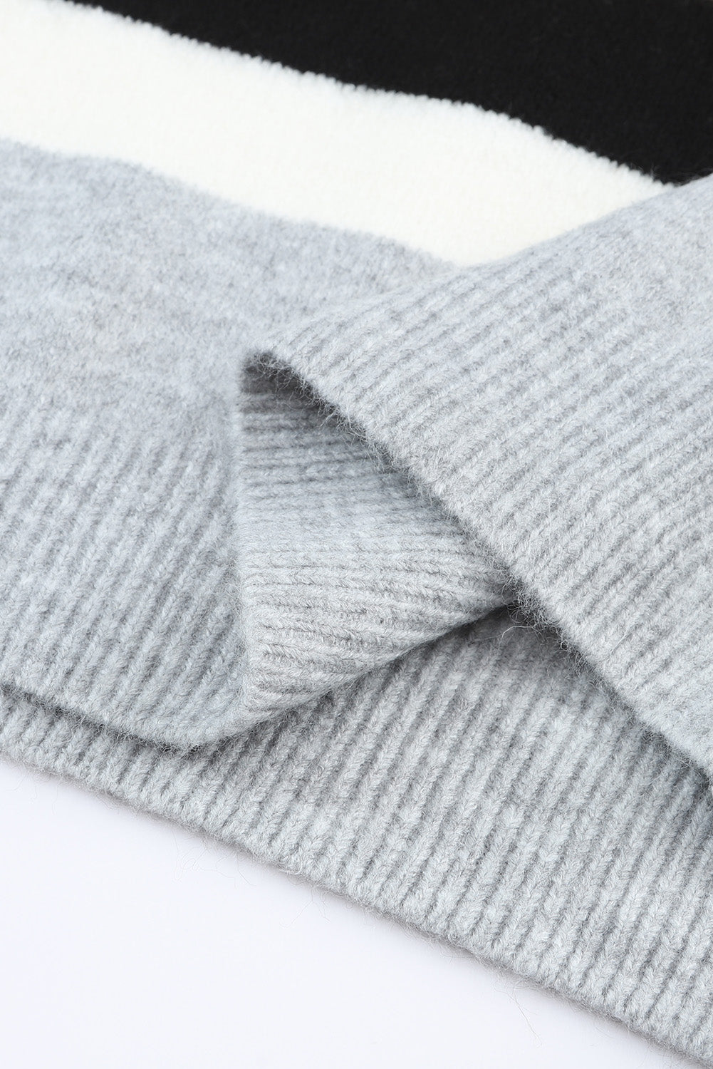 Brown Colour Block Striped Ribbed Knit Sweater eAura