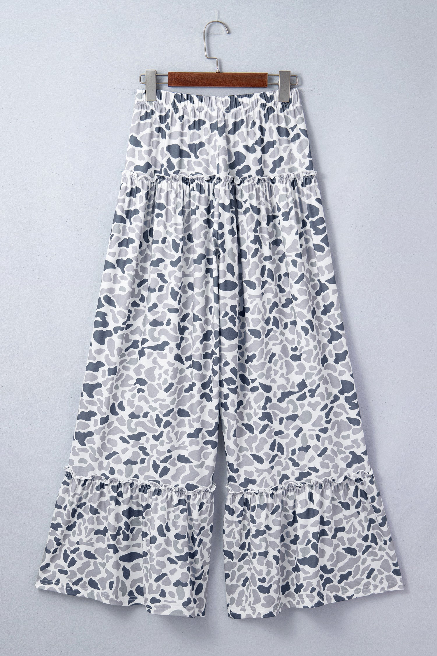 Camo Print Wide Leg Casual Pants