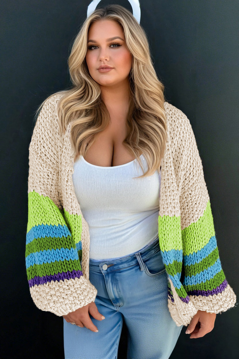 Crochet Open Front Plus Size Cardigan eAura