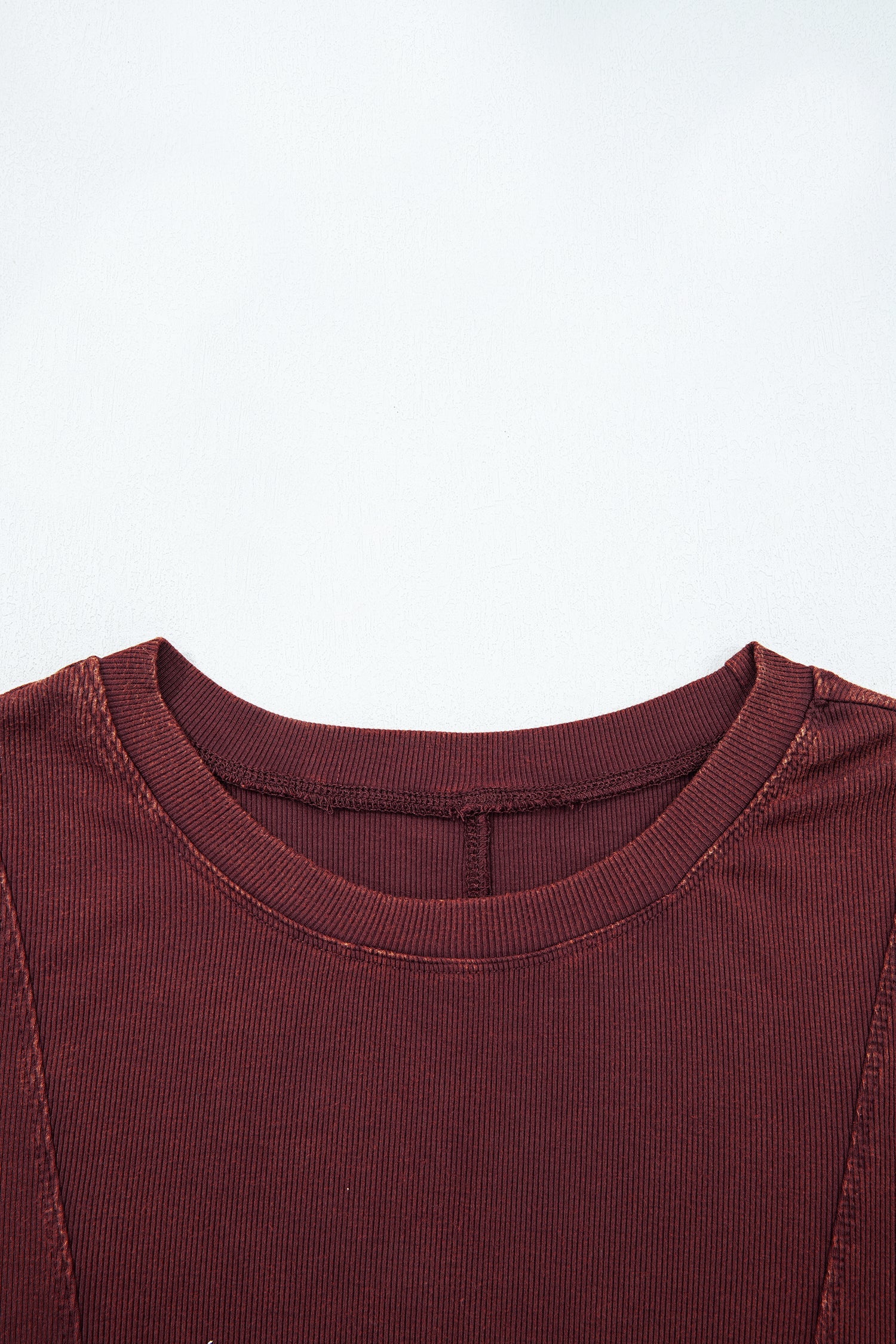 Exposed Seam Ribbed Long Sleeve Top