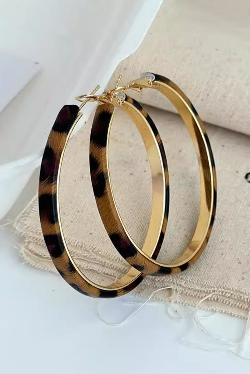 Brown Leopard Print Hoop Earrings