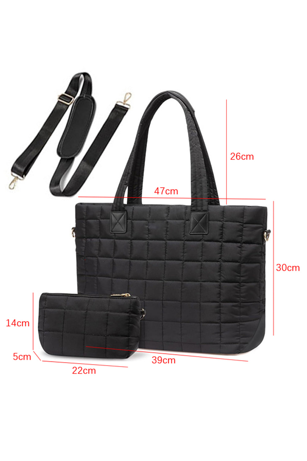 Camel Quiled Patchwork Large Tote Bag and Clutch 2pcs Set