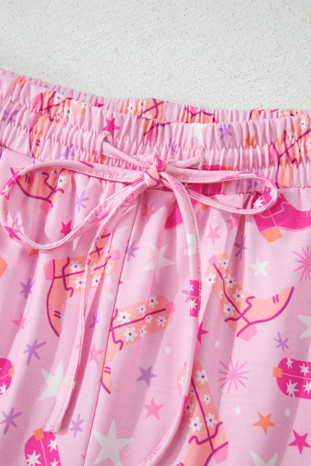 Pink Western Boots Printed Short 2pcs Lounge Set eAura