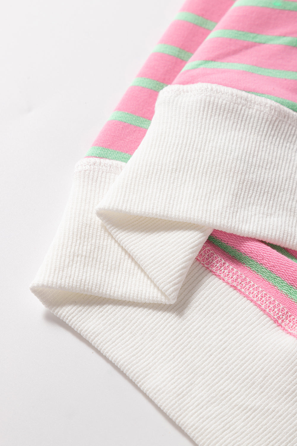 Pink Striped Crew Neck Cap Sleeve T Shirt - eAura