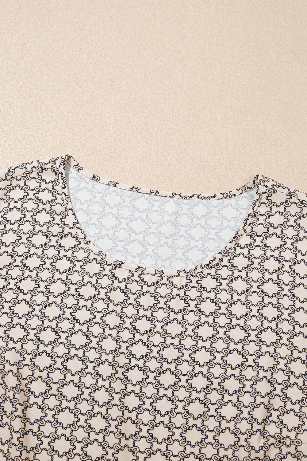 Khaki Plus Size Geometric Print Ruffled Sleeve Blouse BB Fashion Outlet
