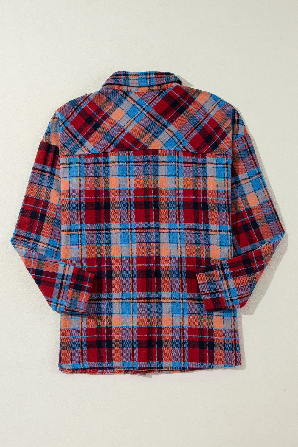 Red Plaid Print Loose Vintage Shirt eAura