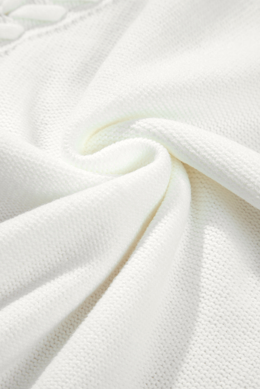 White Woven Tasseled Sleeveless Mock Neck Sweater Vest eAura