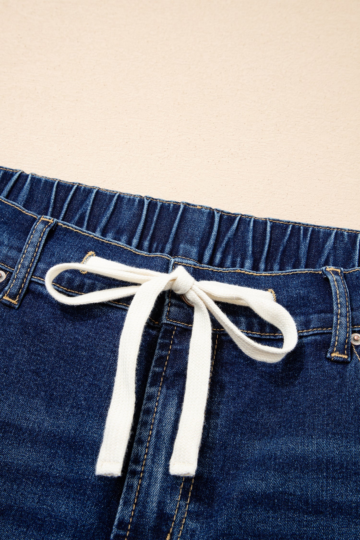 Acid Wash Contrast Lace-up Plus Size Jeans