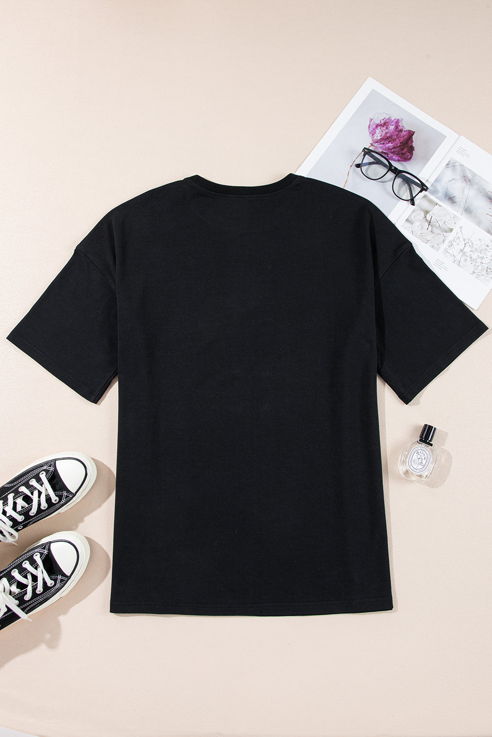 Black Paisley Print Crew Neck Loose Fit Tunic Tee eAura