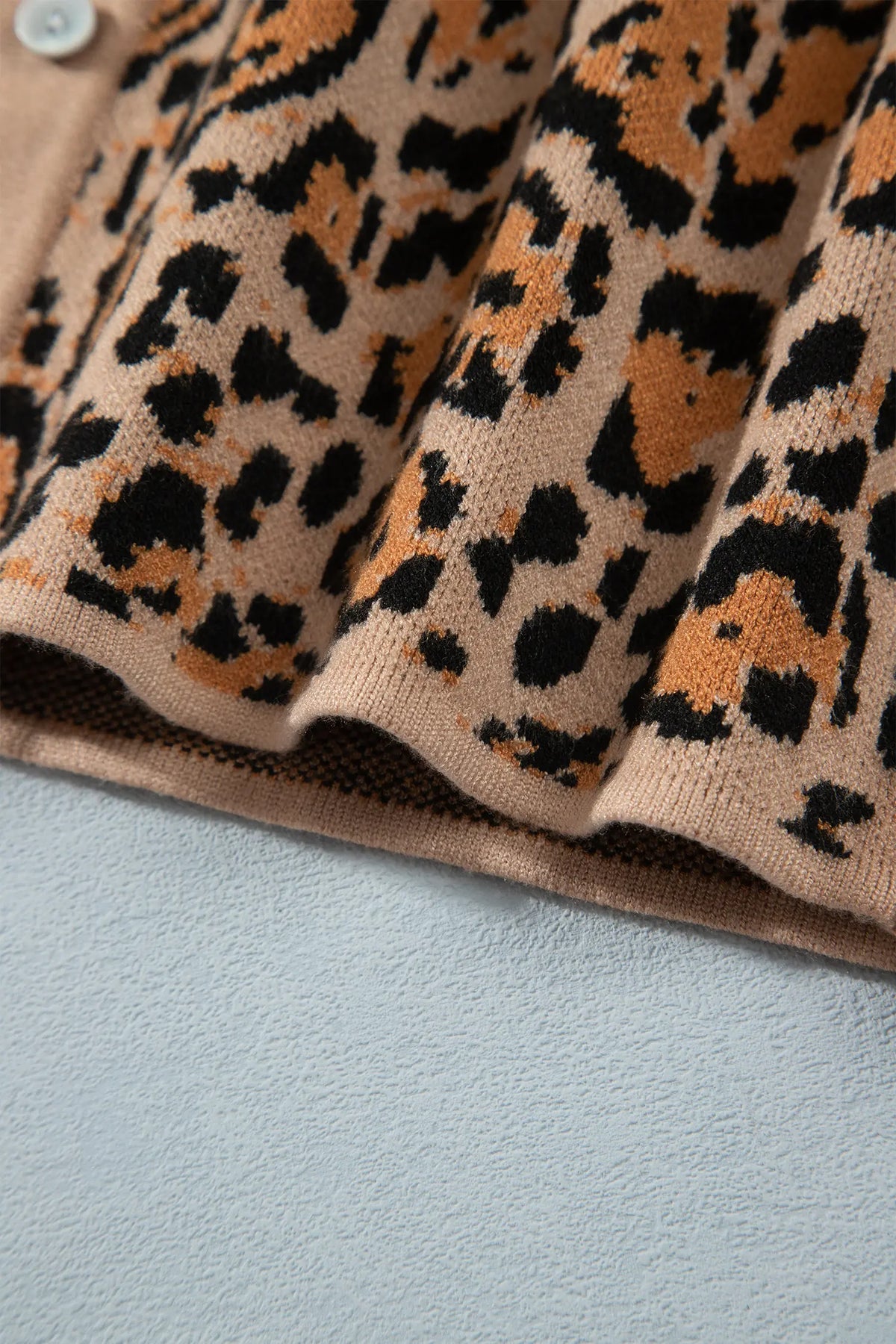 Leopard Print Button-Up Cardigan Long Sleeve Cardigans – Brown