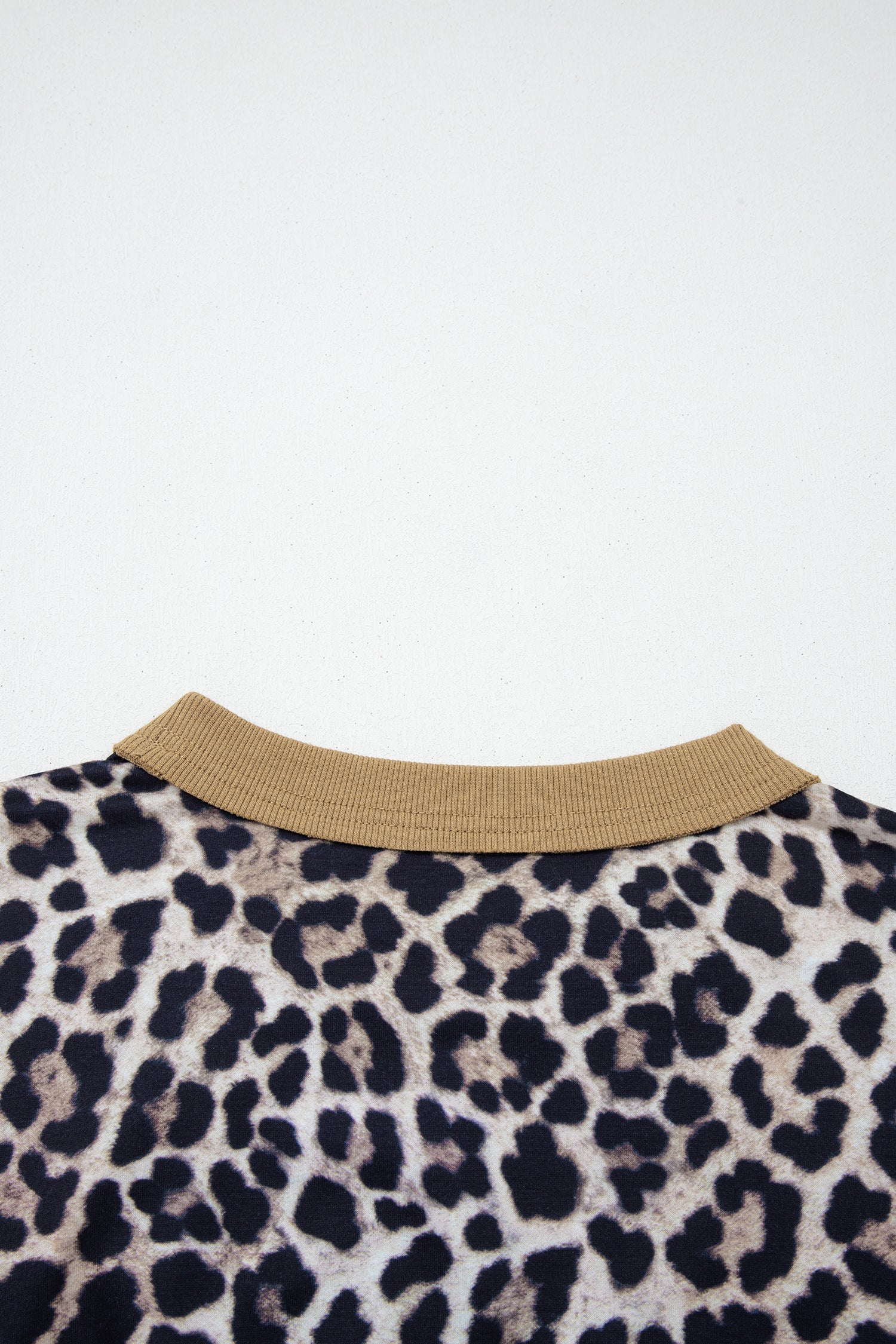 Leopard Print Colour Block 3/4 Sleeve Baggy Top - eAura