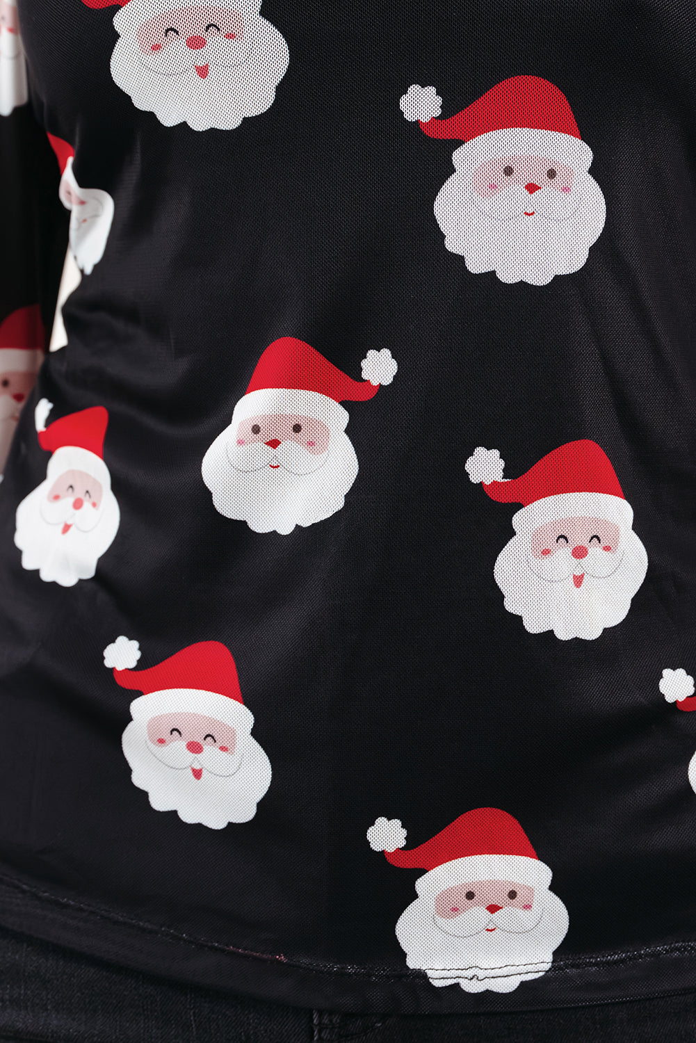 Black Christmas Fashion Print Slim Fit Long Sleeve Top - eAura
