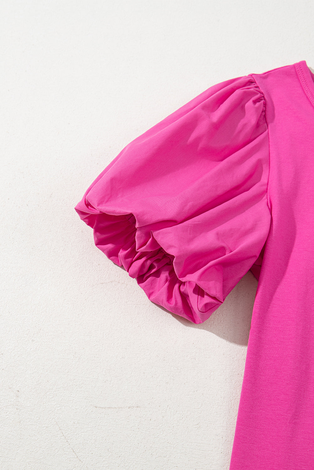 Casual Round Neck Bubble Sleeve T-shirt eAura