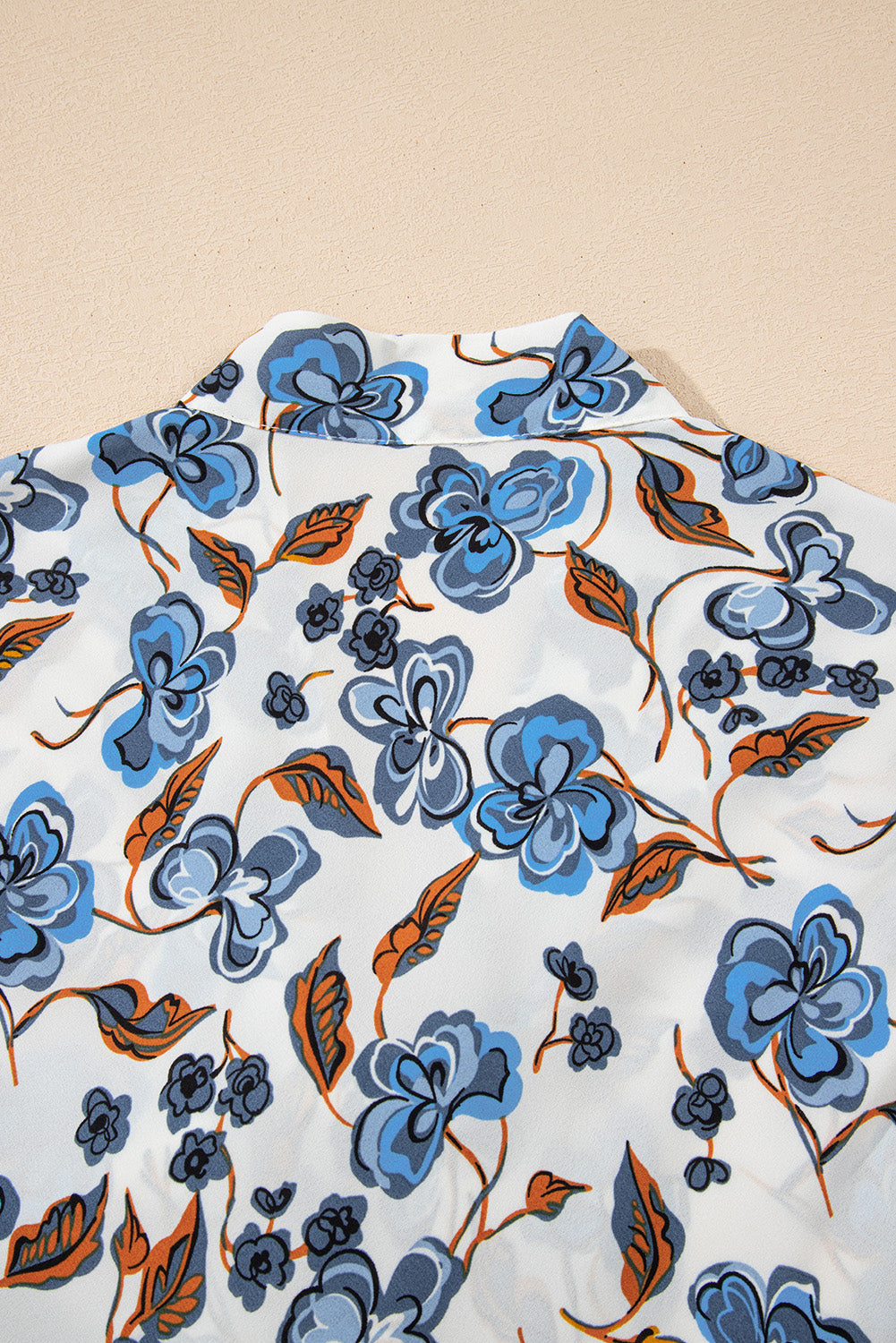 Sky Blue Floral Print Knotted V Neck Elegant Tank Top eAura