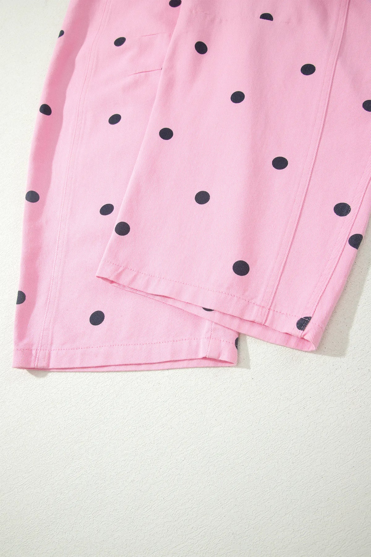 Polka Dot Print Bib Pocket Denim Barrel Overalls