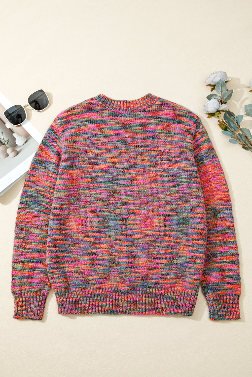 Purple Space Dye Yarn Crew Neck Sweater eAura